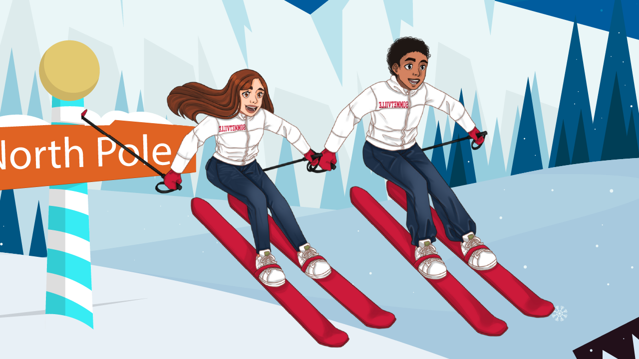 Aria and Liam in their adventure in the North Pole.
