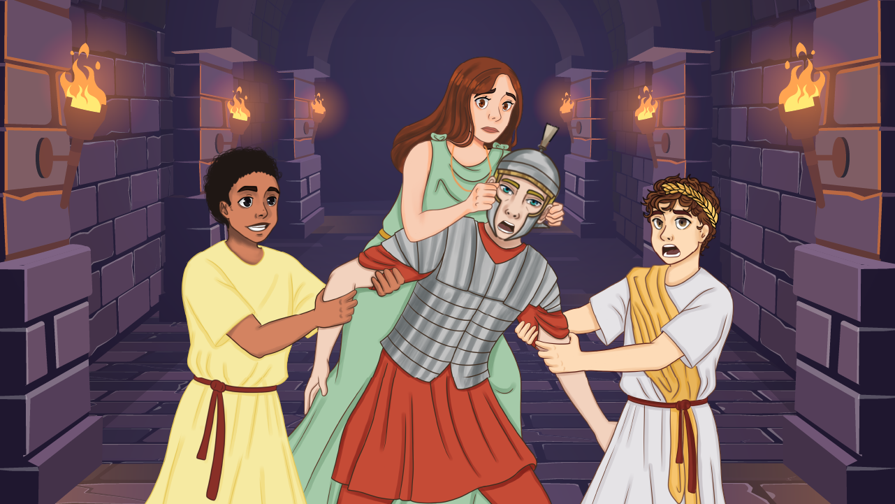 Aria and Liam in The Enigma in Rome book