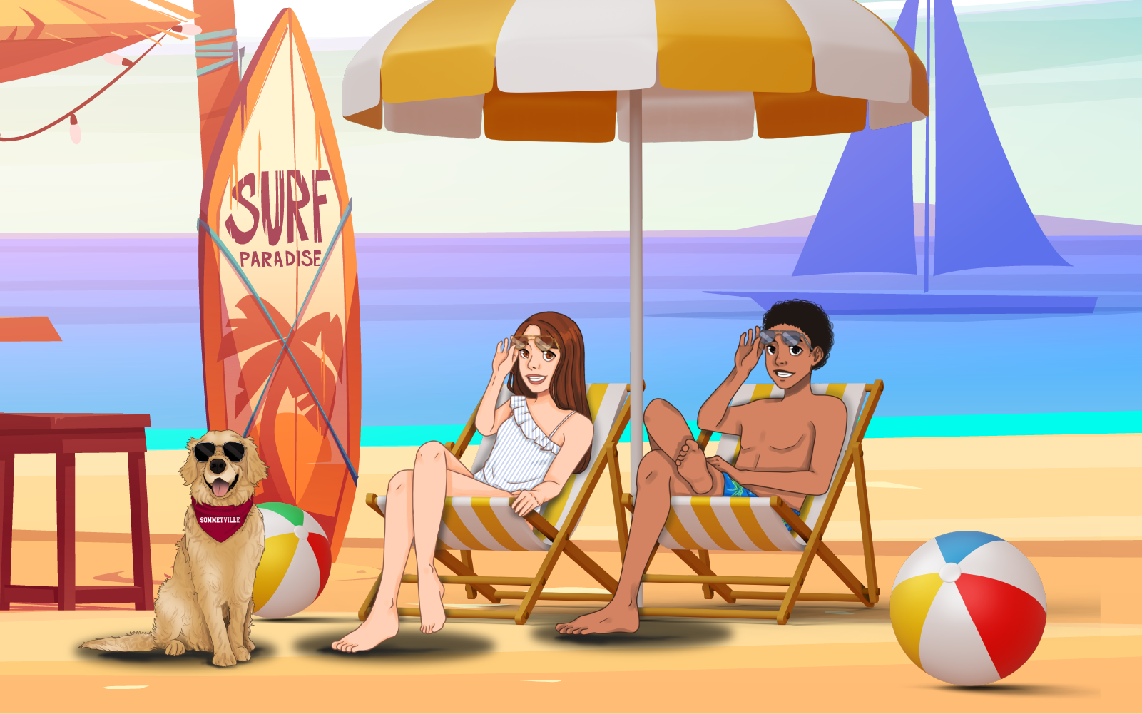 Aria & Liam with Pingo at the beach
