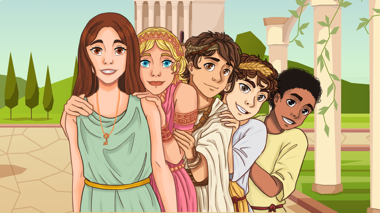 Aria and Liam with their friends in Enigma in Rome