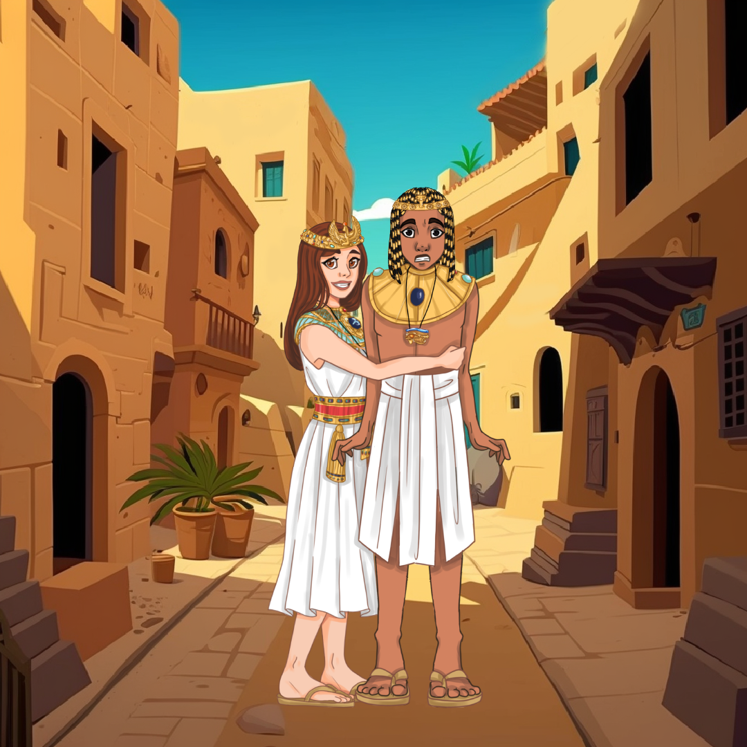 Aria and Liam in Ancient Egypt