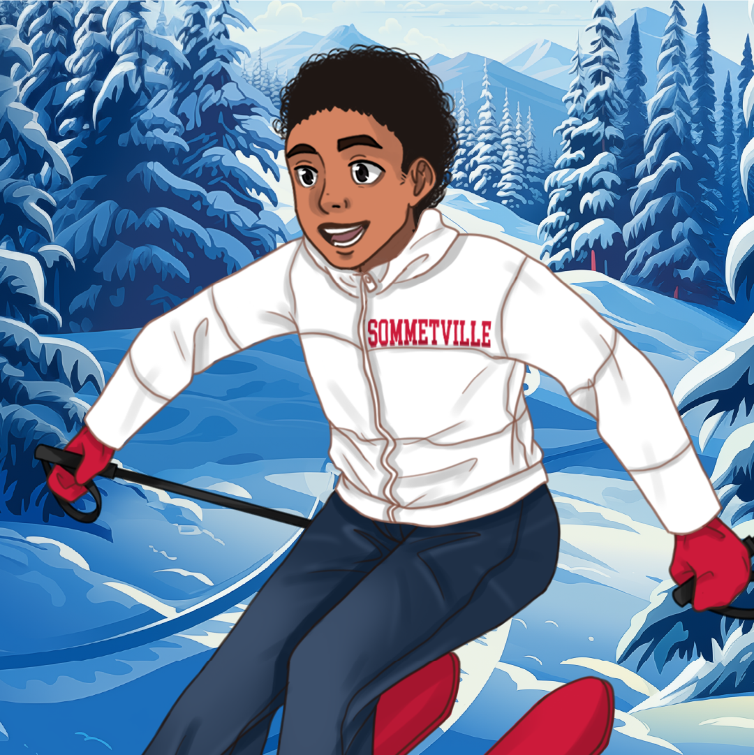 Liam skiing in the Great Christmas Rescue